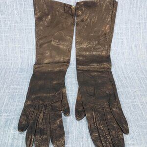 1950s Black Kid Leather Long Gloves by I Magnin Made in France